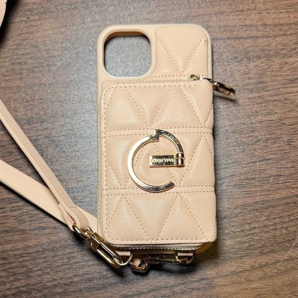 NEW! iPhone 2 Crossbody Zip Quilted Wallet Phone Case with Strap